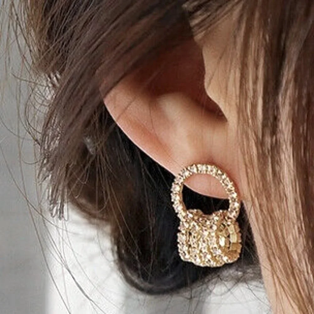 New Gorgeous 18k Gold 925 Silver Diamond Earrings